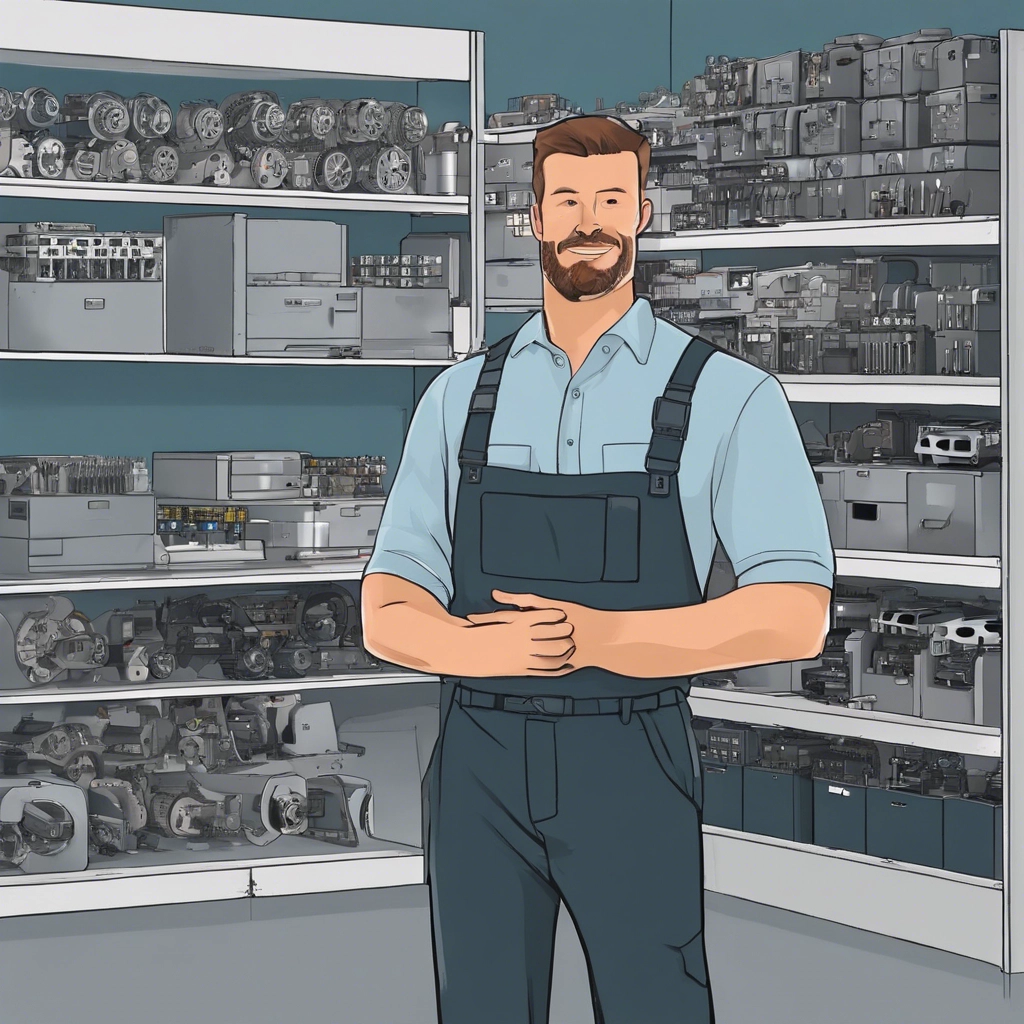 ai generated image of man in parts store used on our services page